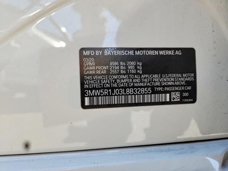 Aukcja sprzedaży 2020 Bmw 330i, vin: 3MW5R1J03L8B32855, numer aukcji: 66128206