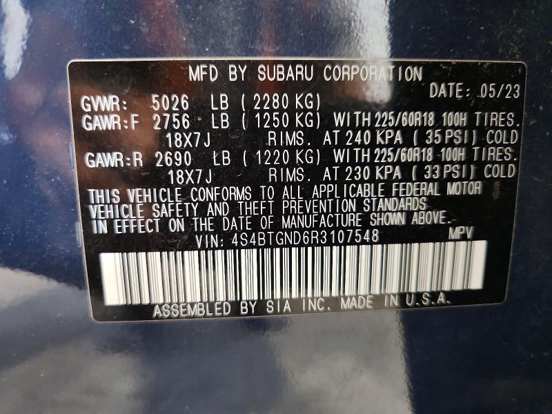 Aukcja sprzedaży 2024 Subaru Outback, vin: 4S4BTGND6R3107548, numer aukcji: 63859706