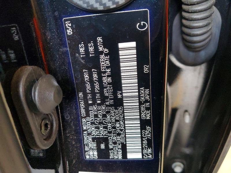 Aukcja sprzedaży 2021 Toyota 4runner, vin: JTERU5JR6M5942905, numer aukcji: 66695436