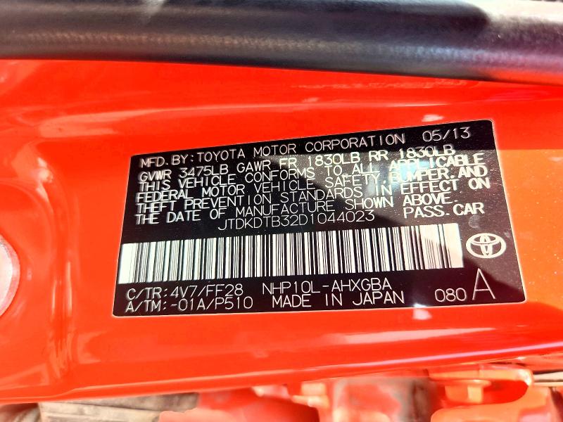 64892736 :رقم المزاد ، JTDKDTB32D1044023 vin ، 2013 Toyota Prius C مزاد بيع