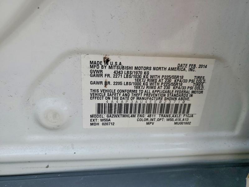 65690106 :رقم المزاد ، 4A4AP3AU4EE023710 vin ، 2014 Mitsubishi Outlander Sport مزاد بيع
