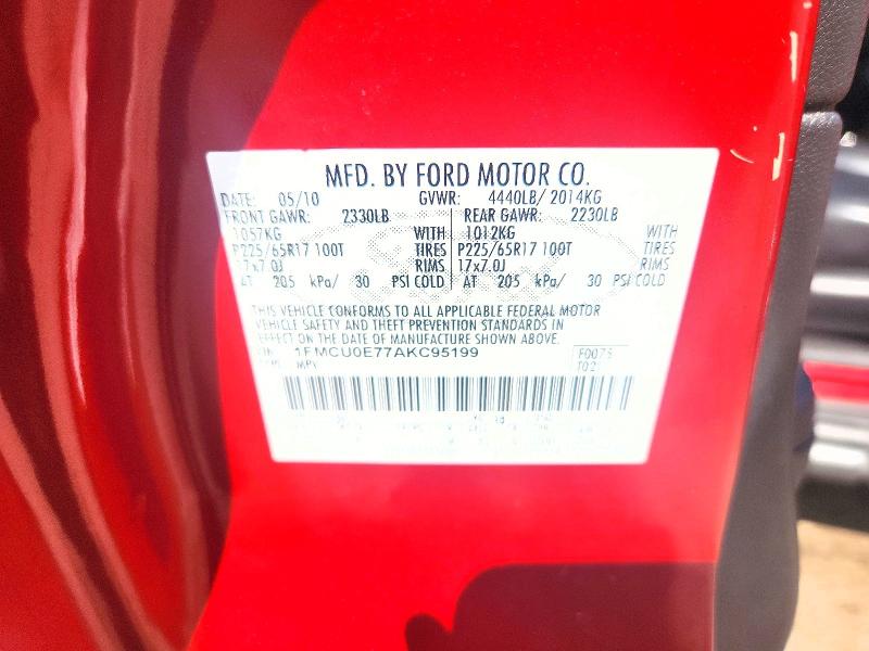 Продажа на аукционе авто 2010 Ford Escape, vin: 1FMCU0E77AKC95199, номер лота: 66533936