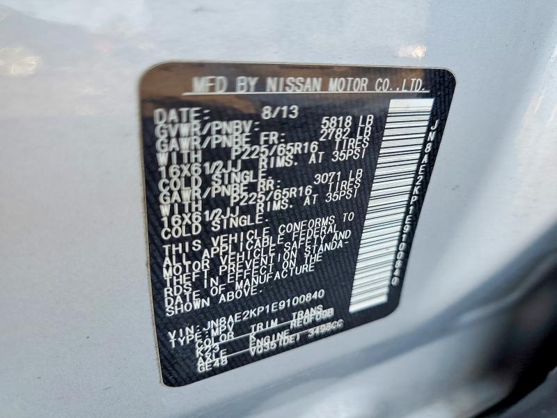 Aukcja sprzedaży 2014 Nissan Quest, vin: JN8AE2KP1E9100840, numer aukcji: 65155516
