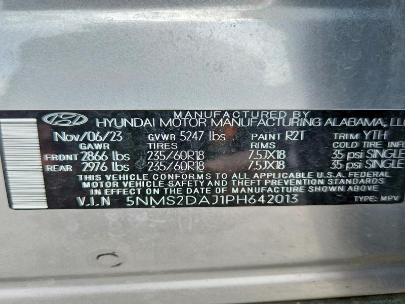 Продажа на аукционе авто 2023 Hyundai Santa Fe, vin: 5NMS2DAJ1PH642013, номер лота: 65865126