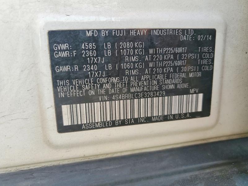 63564806 :رقم المزاد ، 4S4BRBLC3E3283429 vin ، 2014 Subaru Outback مزاد بيع