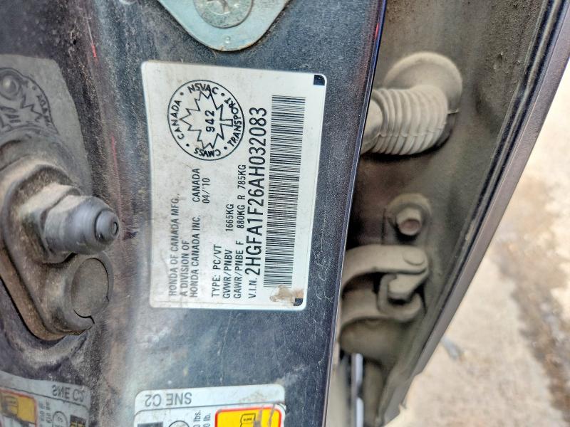 2010 Honda Civic მანქანა იყიდება აუქციონზე, vin: 2HGFA1F26AH032083, აუქციონის ნომერი: 66046106