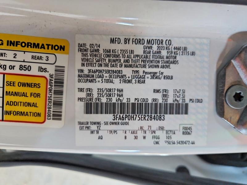 Продаж на аукціоні авто 2014 Ford Fusion, vin: 3FA6P0H75ER284083, номер лоту: 66361286
