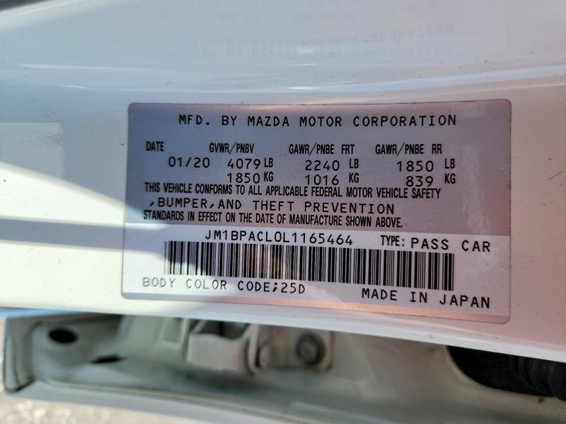 Продаж на аукціоні авто 2020 Mazda 3, vin: JM1BPACL0L1165464, номер лоту: 58114276