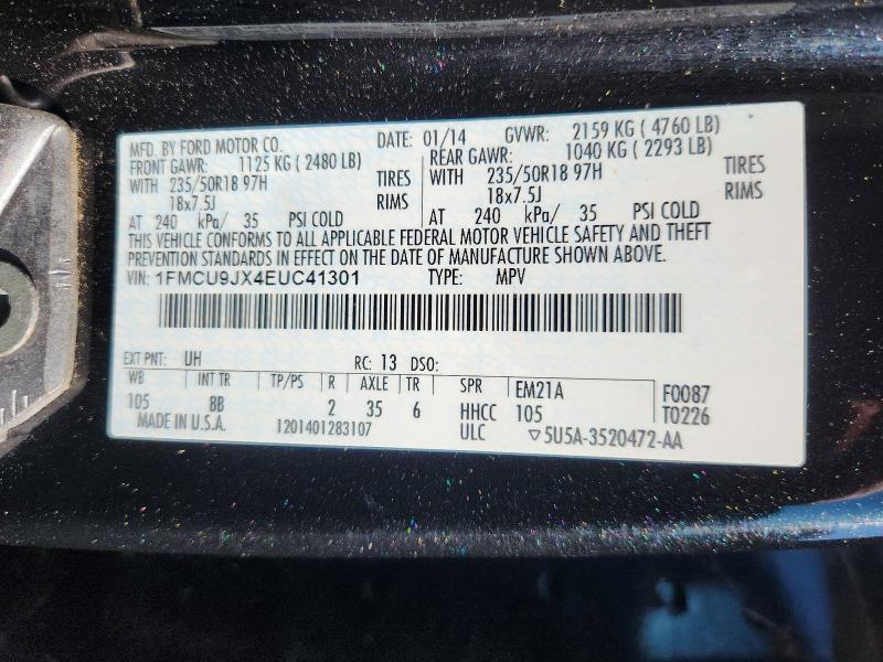 64183836 :رقم المزاد ، 1FMCU9JX4EUC41301 vin ، 2014 Ford Escape مزاد بيع