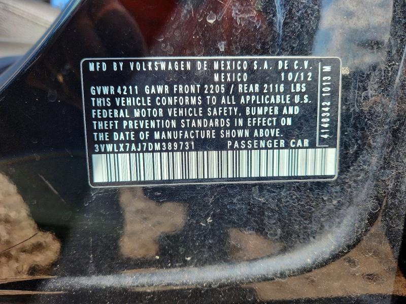 63900976 :رقم المزاد ، 3VWLX7AJ7DM389731 vin ، 2013 Volkswagen Jetta مزاد بيع