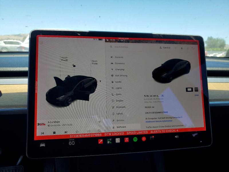 2021 Tesla Model 3 მანქანა იყიდება აუქციონზე, vin: 5YJ3E1EB4MF071966, აუქციონის ნომერი: 63598796