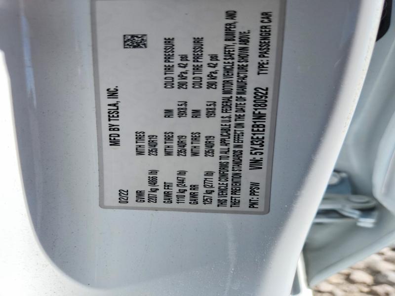 Aukcja sprzedaży 2022 Tesla Model 3, vin: 5YJ3E1EB1NF180922, numer aukcji: 66285946