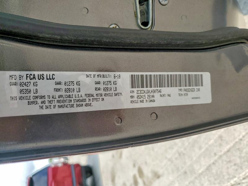 Продаж на аукціоні авто 2018 Dodge Charger, vin: 2C3CDXJG0JH307546, номер лоту: 62957936