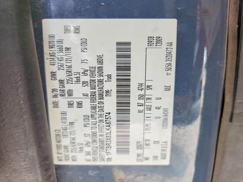 2020 Ford Transit მანქანა იყიდება აუქციონზე, vin: 1FTBR3X83LKA87574, აუქციონის ნომერი: 64112266