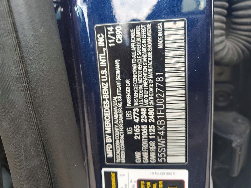 Продаж на аукціоні авто 2015 Mercedes-benz C, vin: 55SWF4KB1FU027781, номер лоту: 59929736