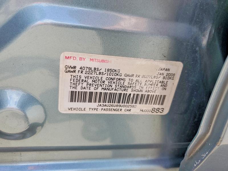 63914556 :رقم المزاد ، JA3AU26U89U002582 vin ، 2009 Mitsubishi Lancer مزاد بيع