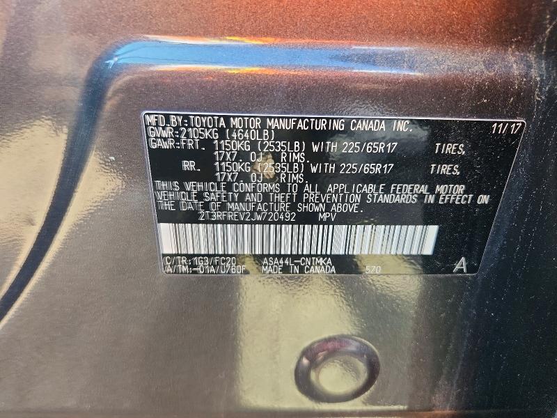 Aukcja sprzedaży 2018 Toyota Rav4, vin: 2T3RFREV2JW720492, numer aukcji: 65892636