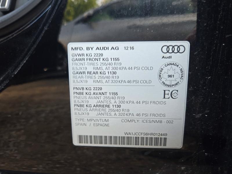 Продаж на аукціоні авто 2017 Audi Q3, vin: WA1JCCFS6HR012449, номер лоту: 65173926