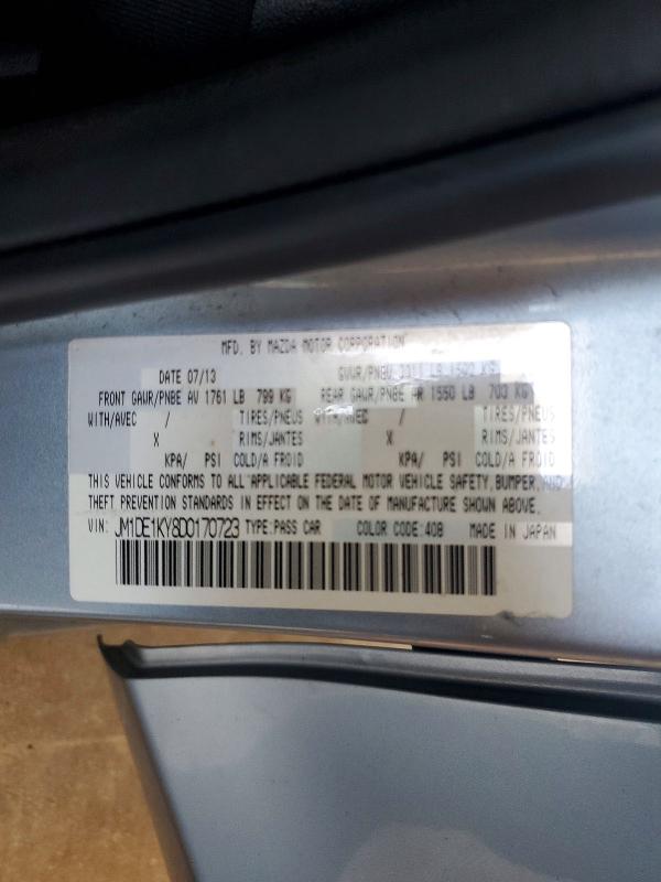 2013 Mazda Mazda2 მანქანა იყიდება აუქციონზე, vin: JM1DE1KY8D0170723, აუქციონის ნომერი: 63712646