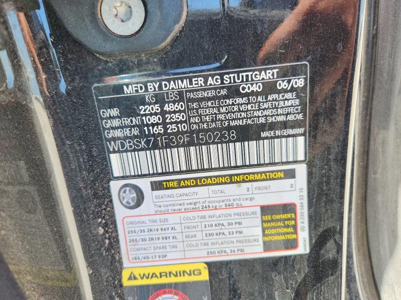 Aukcja sprzedaży 2009 Mercedes-benz Sl, vin: WDBSK71F39F150238, numer aukcji: 65222776