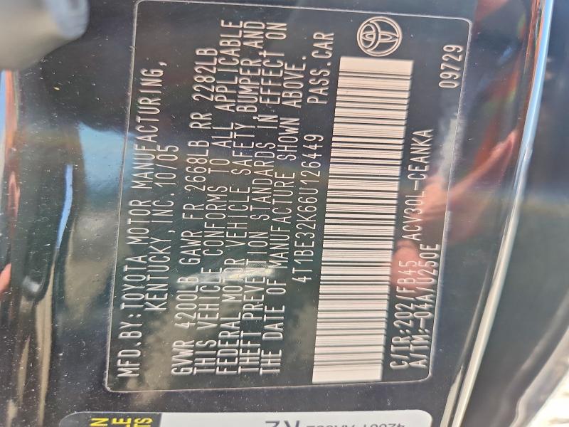 68703626 :رقم المزاد ، 4T1BE32K66U126449 vin ، 2006 Toyota Camry مزاد بيع