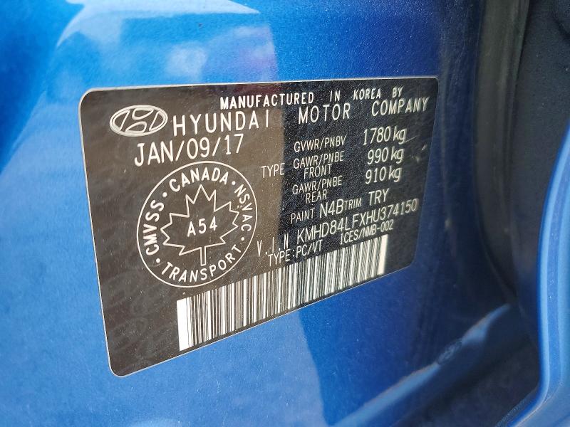 Aukcja sprzedaży 2017 Hyundai Elantra, vin: KMHD84LFXHU374150, numer aukcji: 65636706