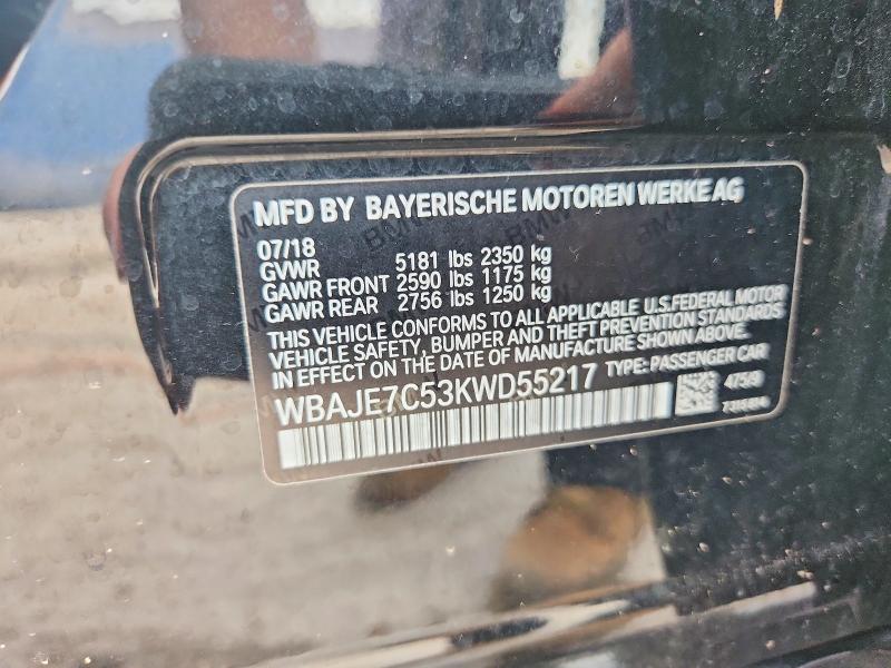 64793316 :رقم المزاد ، WBAJE7C53KWD55217 vin ، 2019 Bmw 540 مزاد بيع