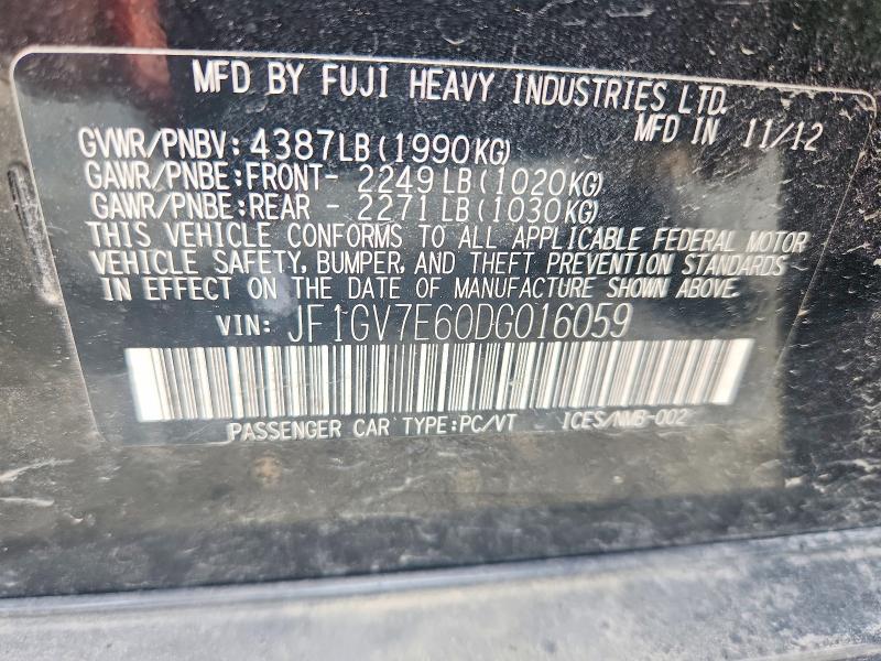 Продажа на аукционе авто 2013 Subaru Impreza, vin: JF1GV7E60DG016059, номер лота: 64464836