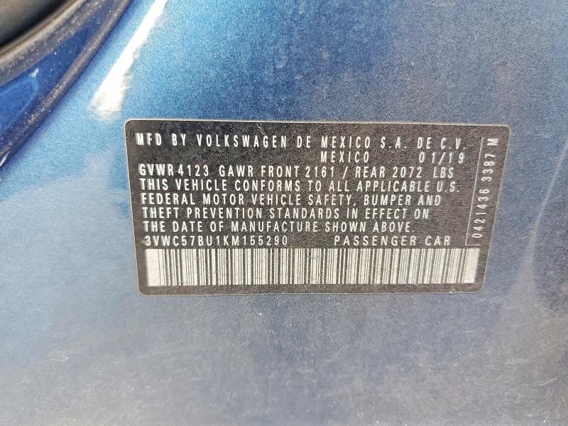 Продажа на аукционе авто 2019 Volkswagen Jetta, vin: 3VWC57BU1KM155290, номер лота: 65335786