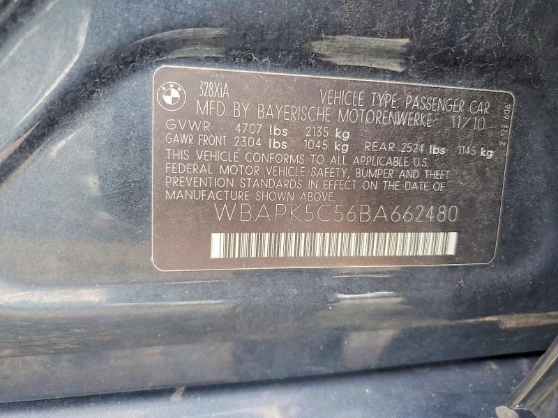 Aukcja sprzedaży 2011 Bmw 328, vin: WBAPK5C56BA662480, numer aukcji: 63821356