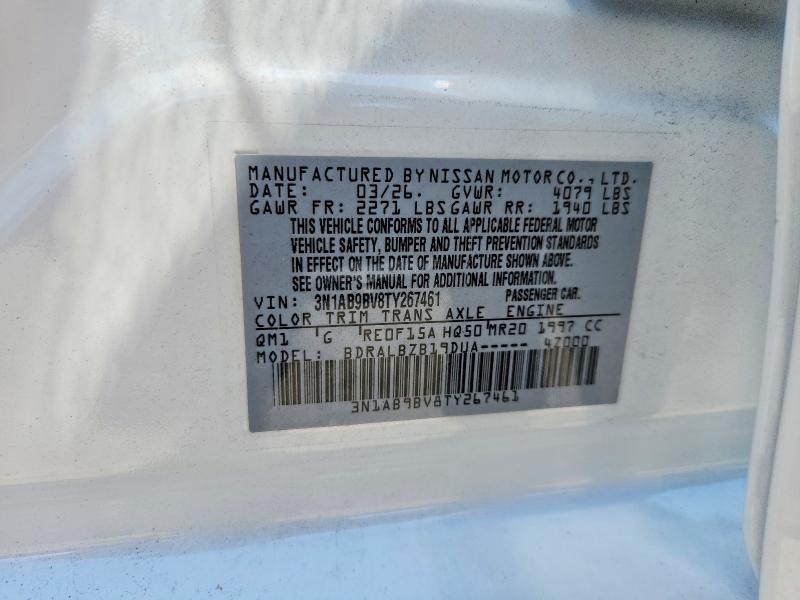 2026 Nissan Sentra მანქანა იყიდება აუქციონზე, vin: 3N1AB9BV8TY267461, აუქციონის ნომერი: 62407356