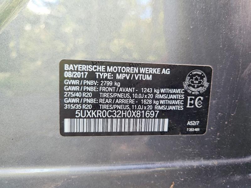 2017 Bmw X5 მანქანა იყიდება აუქციონზე, vin: 5UXKR0C32H0X81697, აუქციონის ნომერი: 66964676