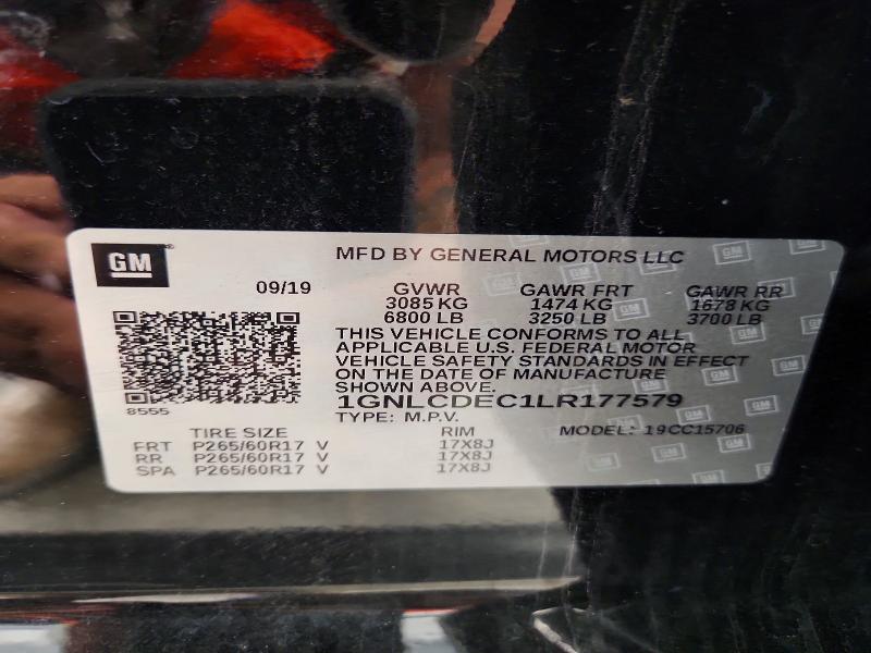 2020 Chevrolet Tahoe მანქანა იყიდება აუქციონზე, vin: 1GNLCDEC1LR177579, აუქციონის ნომერი: 63919566