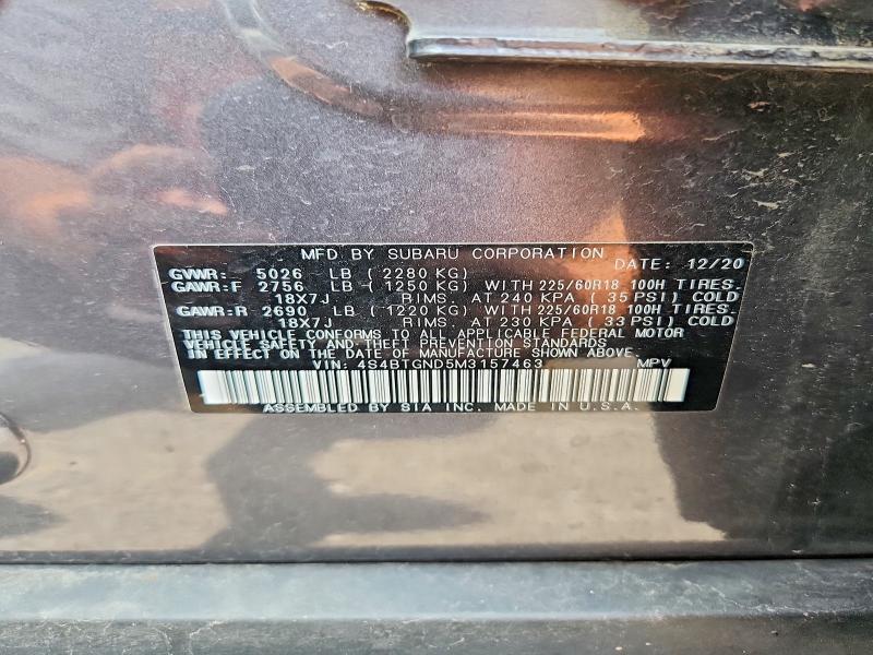 Продажа на аукционе авто 2021 Subaru Outback, vin: 4S4BTGND5M3157463, номер лота: 64210046