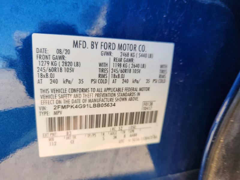 Aukcja sprzedaży 2020 Ford Edge, vin: 2FMPK4G91LBB05634, numer aukcji: 65616456
