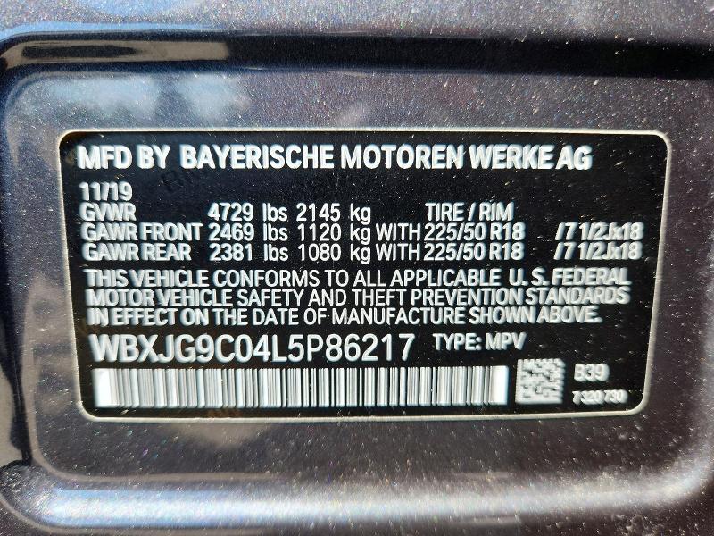 Aukcja sprzedaży 2020 Bmw X1, vin: WBXJG9C04L5P86217, numer aukcji: 63724696