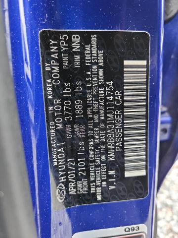 Продажа на аукционе авто 2021 Hyundai Venue, vin: KMHRB8A31MU114754, номер лота: 63657386