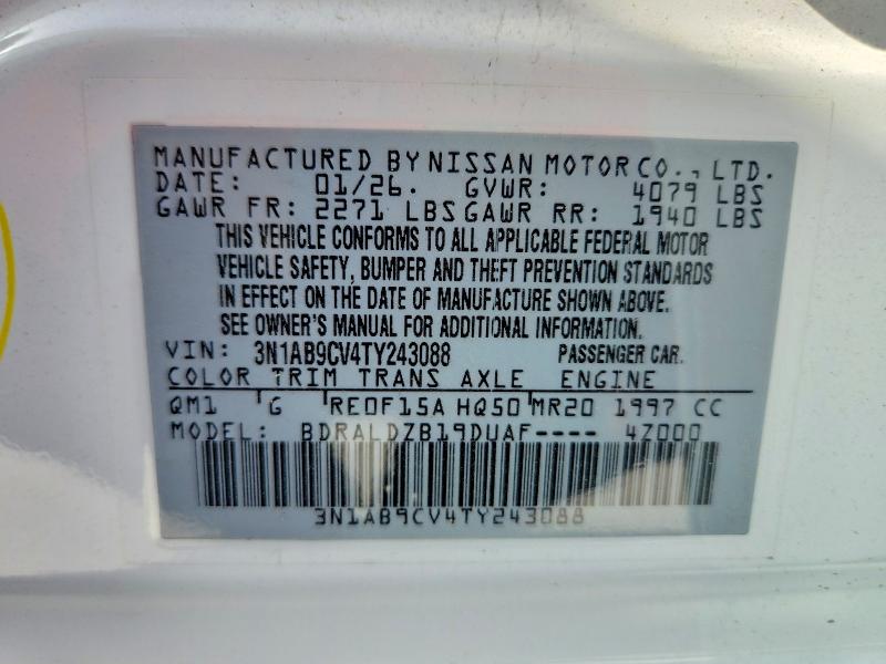 64931726 :رقم المزاد ، 3N1AB9CV4TY243088 vin ، 2026 Nissan Sentra مزاد بيع