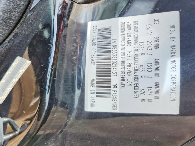 2001 Mazda Mx-5 Miata მანქანა იყიდება აუქციონზე, vin: JM1NB353810214157, აუქციონის ნომერი: 63765316