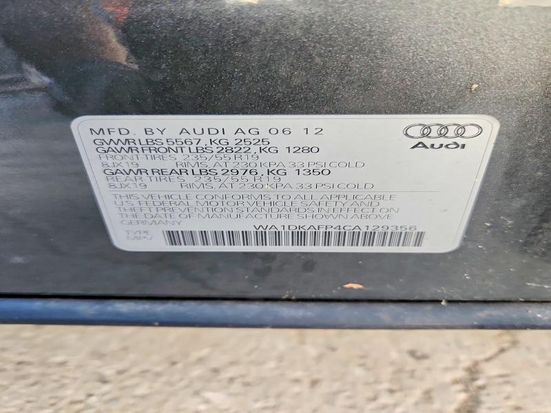 Aukcja sprzedaży 2012 Audi Q5, vin: WA1DKAFP4CA129356, numer aukcji: 62517076