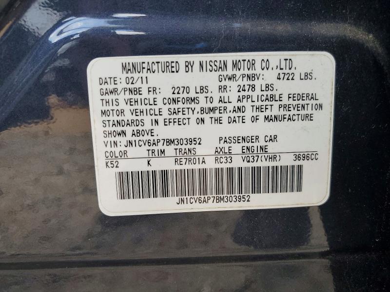 Aukcja sprzedaży 2011 Infiniti G37 Sedan, vin: JN1CV6AP7BM303952, numer aukcji: 66371206