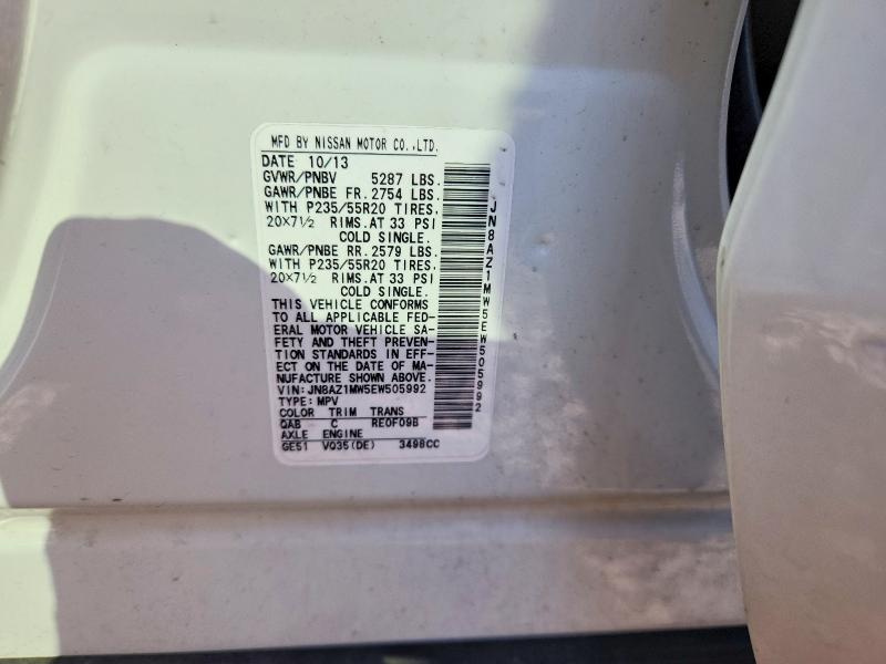 Продаж на аукціоні авто 2014 Nissan Murano, vin: JN8AZ1MW5EW505992, номер лоту: 61492446