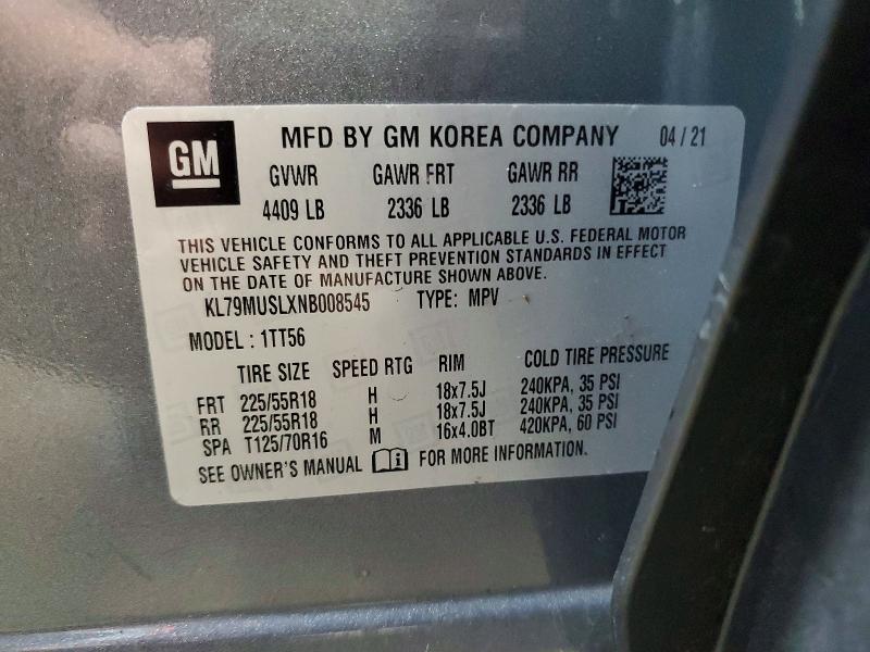 Продаж на аукціоні авто 2022 Chevrolet Trailblazer, vin: KL79MUSLXNB008545, номер лоту: 66338666