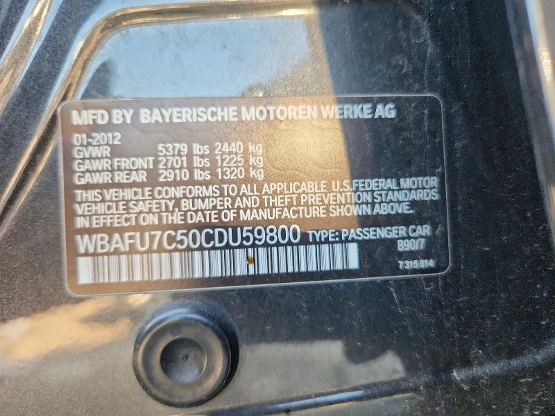 Aukcja sprzedaży 2012 Bmw 535, vin: WBAFU7C50CDU59800, numer aukcji: 65546176