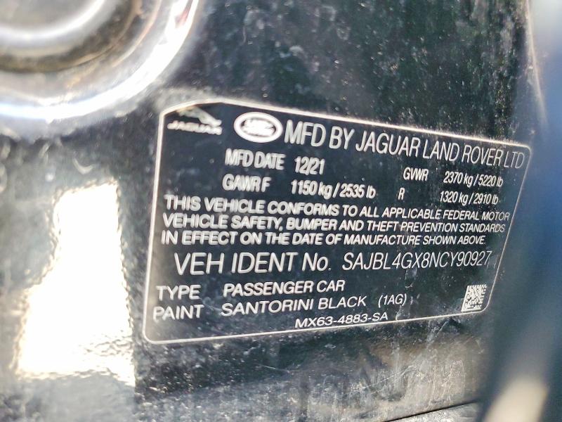 Aukcja sprzedaży 2022 Jaguar Xf, vin: SAJBL4GX8NCY90927, numer aukcji: 67445876
