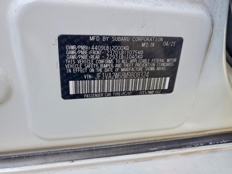 Aukcja sprzedaży 2021 Subaru Wrx, vin: JF1VA2W68M9808324, numer aukcji: 64403456