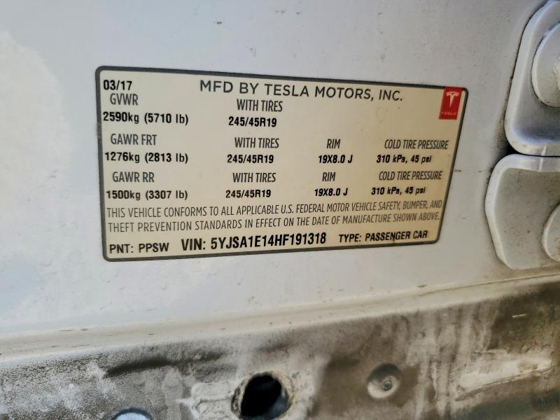 66259096 :رقم المزاد ، 5YJSA1E14HF191318 vin ، 2017 Tesla Model S مزاد بيع