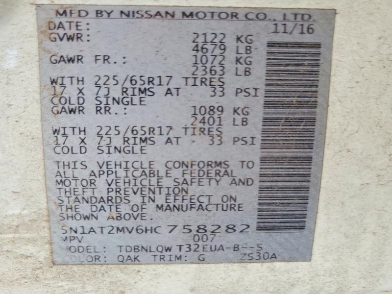 Aukcja sprzedaży 2017 Nissan Rogue, vin: 5N1AT2MV6HC758282, numer aukcji: 65397256