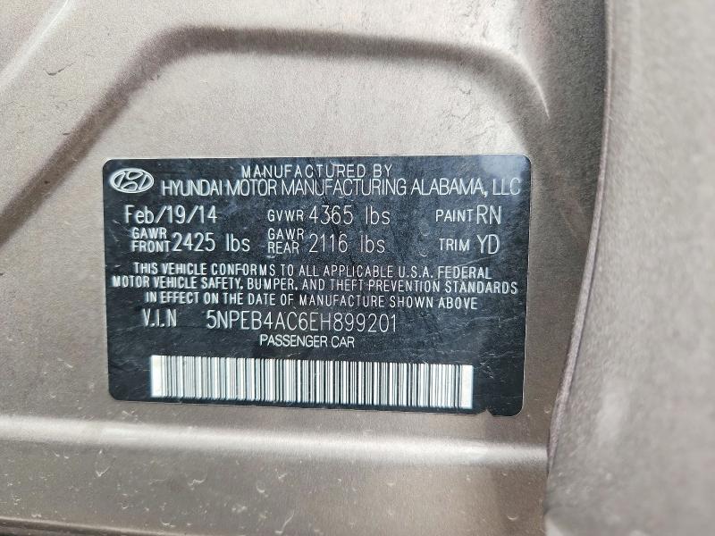 Aukcja sprzedaży 2014 Hyundai Sonata, vin: 5NPEB4AC6EH899201, numer aukcji: 65710566