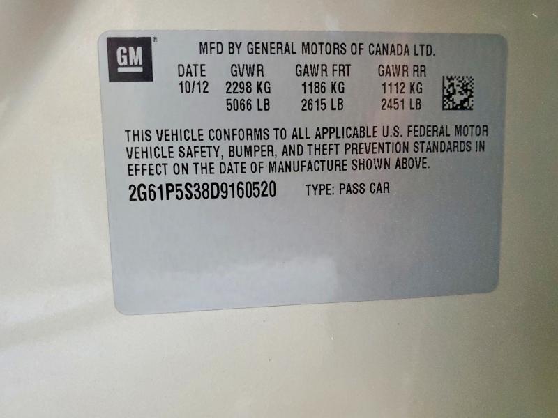 Aukcja sprzedaży 2013 Cadillac Xts, vin: 2G61P5S38D9160520, numer aukcji: 66694786